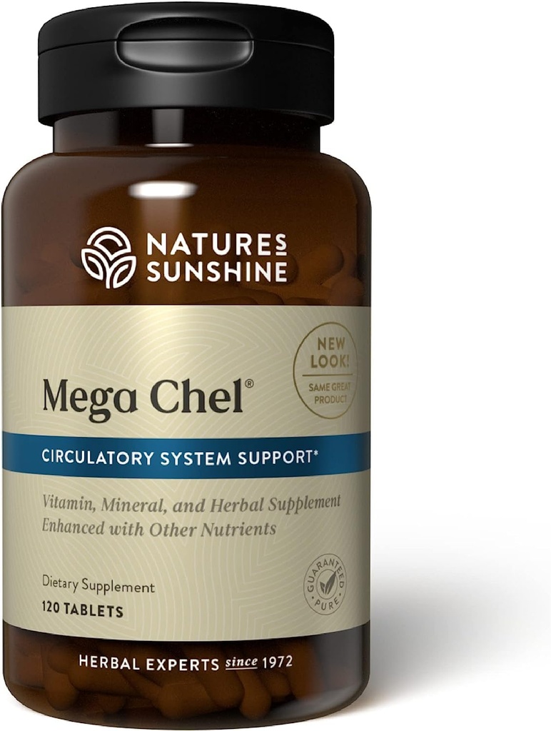 Il sole della natura Mega-Chel, 120 compresse, vitamina completa con potenti antiossidanti, erbe, vitamine, minerali e aminoacidi che sostengono il sistema circolatorio