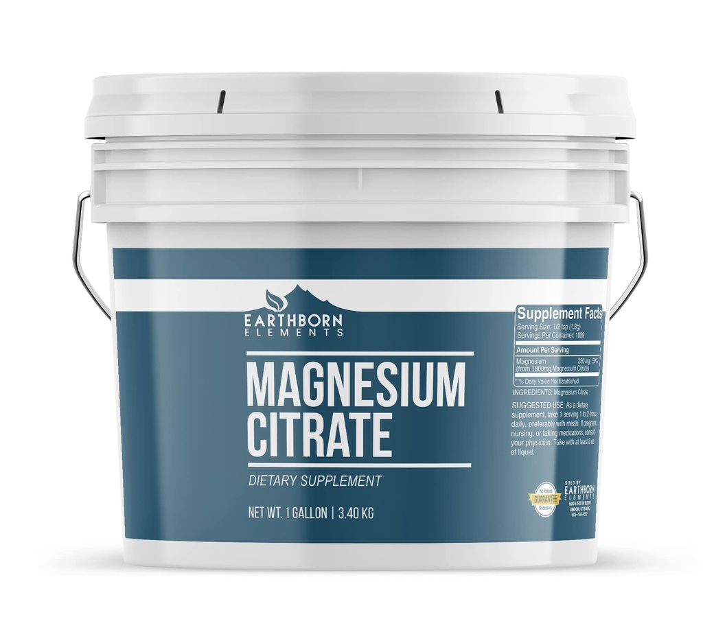 Erdelemente Magnesium Citrat 1 Gallonen Eimer, Oral Supplement, keine Zusatzstoffe oder Füllstoffe