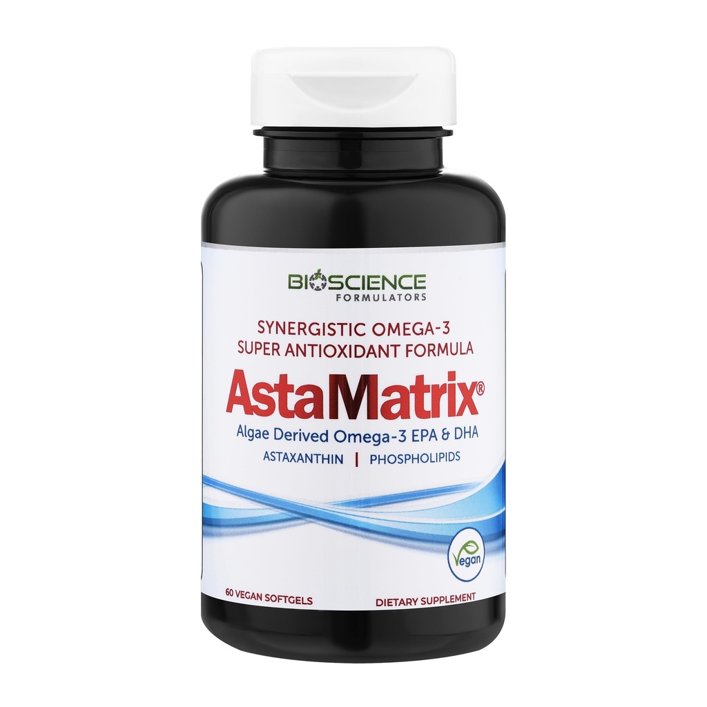 AstaMatrix® Algal Omega 3 DHA EPA Astaxanthin Phospholipide| Vegan-Friendly Alternative zu Krill Öl oder Fischöl | 60 Vegan SoftGels
