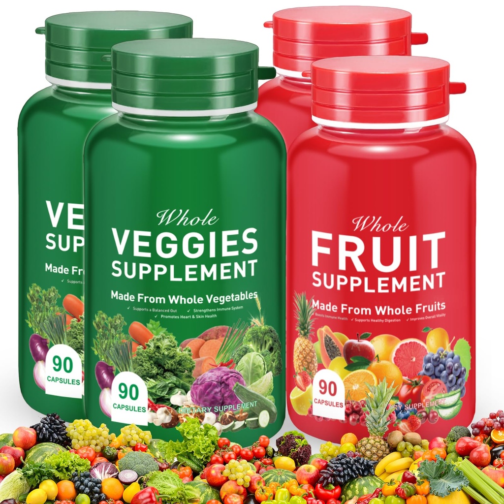 Capsule di frutta e verdura - Integratori di frutta e verdura naturali al 100% - Integratori di vitamine Integrazione alimentare Bilancia nutrizionale alimentare, Integratori di grassi