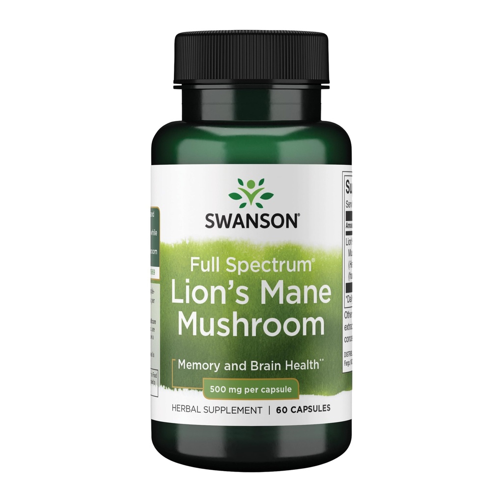 Cigno Lion's Mane Mushroom Capsule - 500 mg Ogni, 60 capsule - Integratore di erbe Supportando Funzione cognitiva