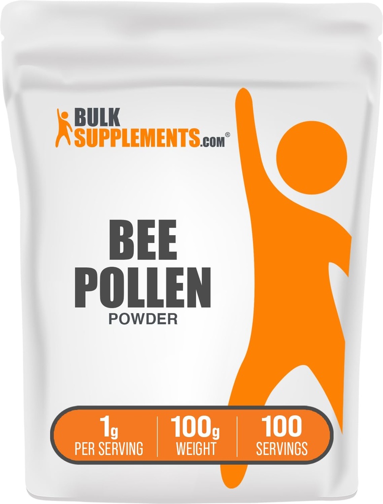 BulkSupplements.com Polvere di polline di api - Supplemento di Superfood, Supplemento di polline di api, per il supporto immunitario - Gluten Free, 1g per porzione, 100g (3,5 oz) (Pack of 1)