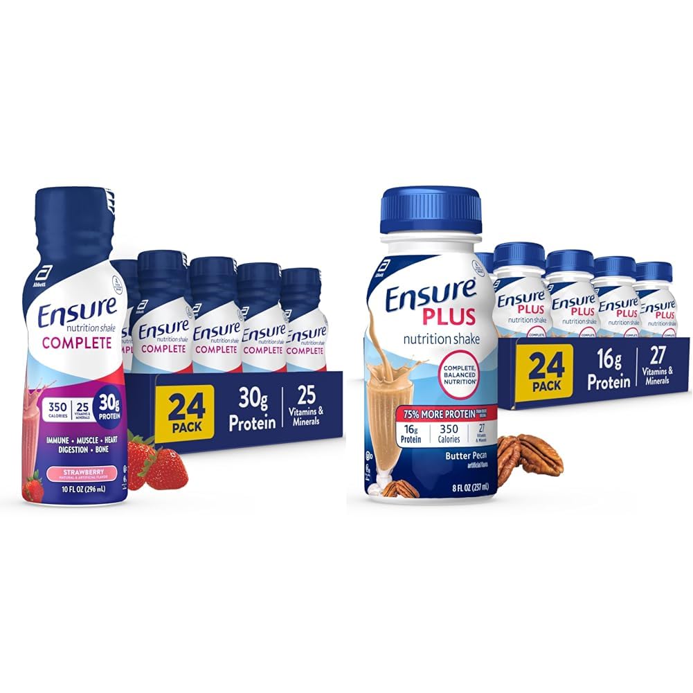 S'assurer que la nutrition complète Shake, 30g de protéines, substitut de repas Shake, avec des nutriments pour la santé immunitaire, fraise, 10 Fl Oz & Plus beurre Pecan Nutrition Shake, substitut de repas Shake, 24 Pack