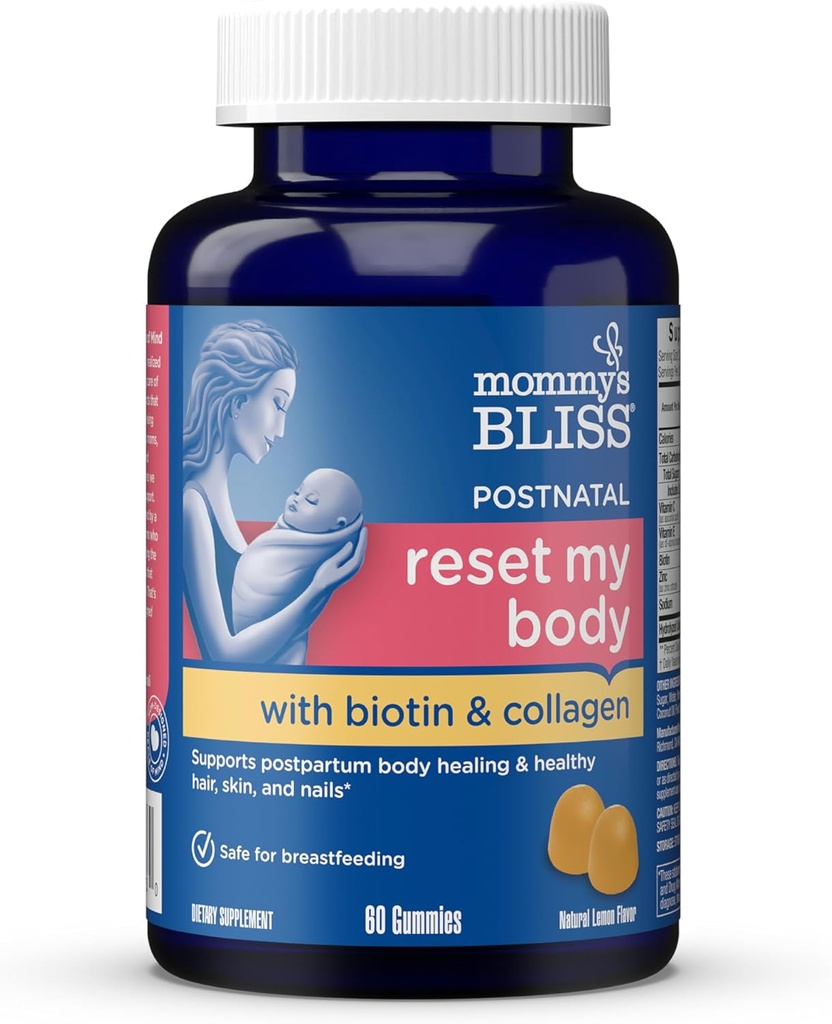 Mammina Bliss Postnatal Support Energy & Recovery Gummies with Biotin & Collagen: Guarigione & Joint Health, Hair, Skin & Nails Vitamin, Gluten Free, 60 Gummies (30 Serve)