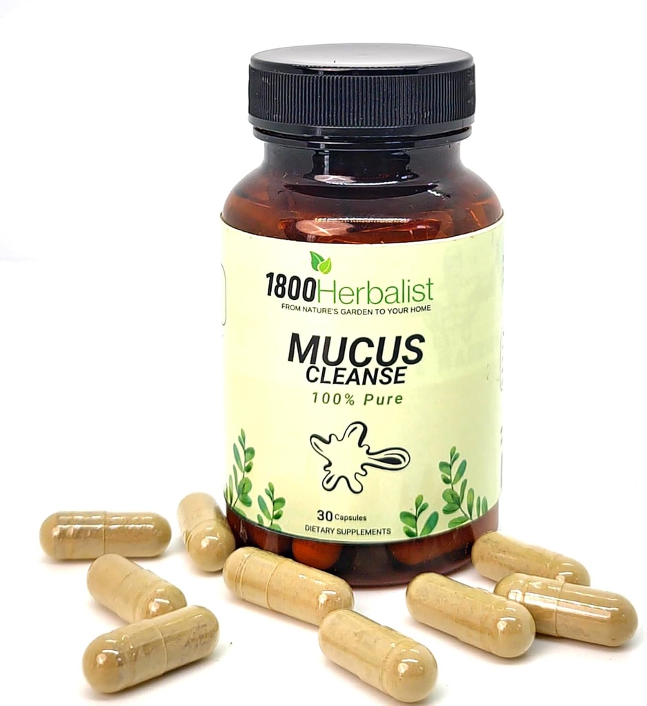 1800Herbalist Mullein Blend avec des botaniques naturels pour le soutien du mieux-être quotidien, capsules à base de plantes avec extrait de Mullein – 30 Compte