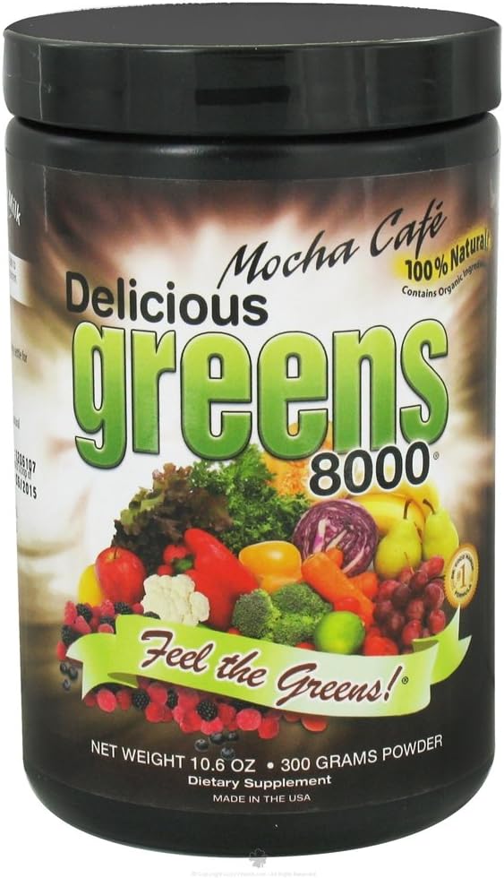 Delicious Greens 8000 Green Food Supplement, Mocha Cafe, 10.6 Ounce