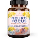 Brain Booster Gingko Biloba Supplemento - Nootropics for Mind, Focus, Memory, Clarity with Bacopa Monnieri, St. Johns Wort - 30 Brain Food Capsules
