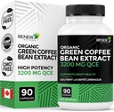 Estratto di chicco di caffè verde ad alta potenza - 800mg per porzione Estratto di chicco di caffè verde con 50% acido clorogenico per benefici antiossidanti - Made in Canada - 90 capsule vegane