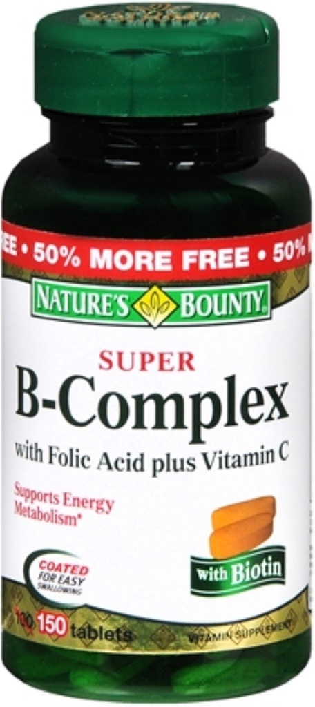Nature's Bounty B-Komplex mit Folsäure Plus Vitamin C, Tabletten 150 jedes (Pack von 1)