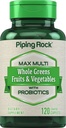 Piping Rock Fruits and Veggies Supplement | 120 Caplets | Frutta e Verdura Blend con Probiotici | Max Multi Vitamin | Non-GMO, Gluten Free