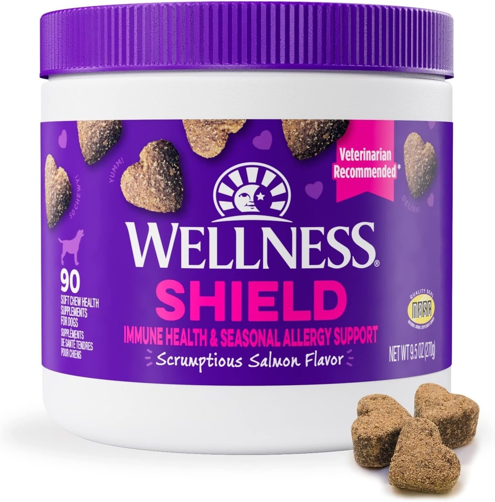 Suppléments bien-être au saumon à l'hameçon et à l'allergie pour chiens, 90 comtes