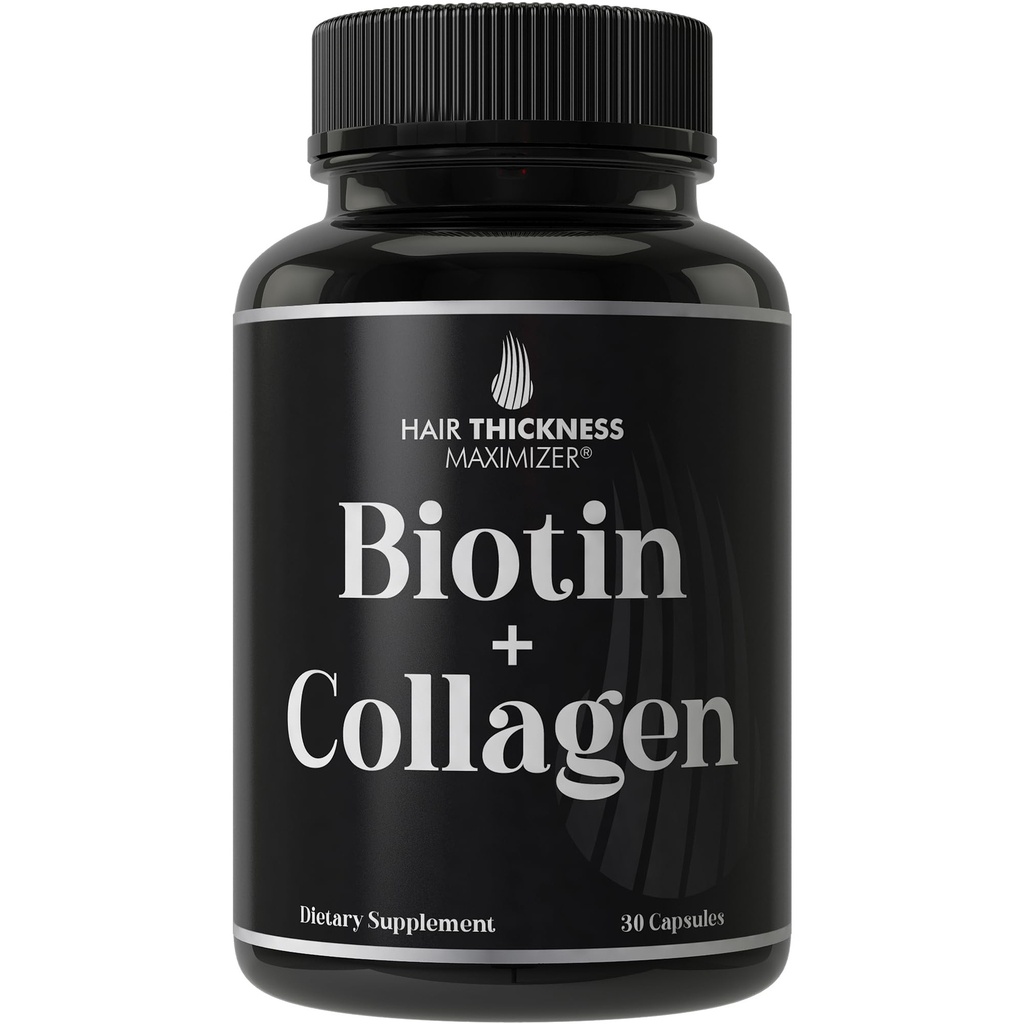 Integratore di biotina e collagene – 10.000mcg Biotina + Collagene di bovini per capelli di tintura e fragili. Advanced 2-in-1 Vitamin Complex. Supporta la crescita dei capelli più sani per le donne, gli uomini