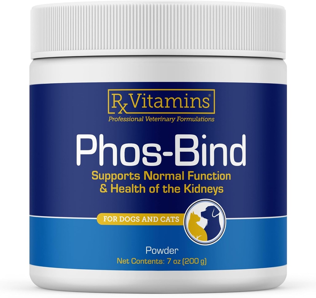 Rx Vitamins Phos-Bind - Polvere di supplemento di supporto del rene - Phosphate Binder per gatti e cani per la salute del rene - Supporta la pulizia normale del rene e la cura essenziale del rene - 200g