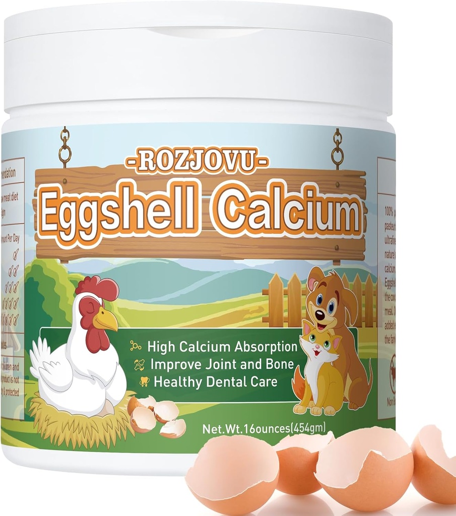 Polvere di uovo per cani e gatti, supplemento di calcio di uovo, grande per l'osteoporosi, le ossa di nutrimento, i giunti di sostegno, i denti e la salute del cuore (16 oz)