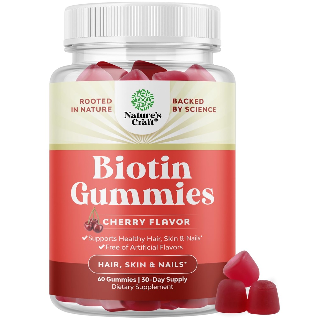 Gummie naturali della biotina per la crescita dei capelli - Biotina Vitamine Pelle dei capelli e Nails Gummies per le donne e gli uomini - Vitamine di crescita Donne con acido pantotenico
