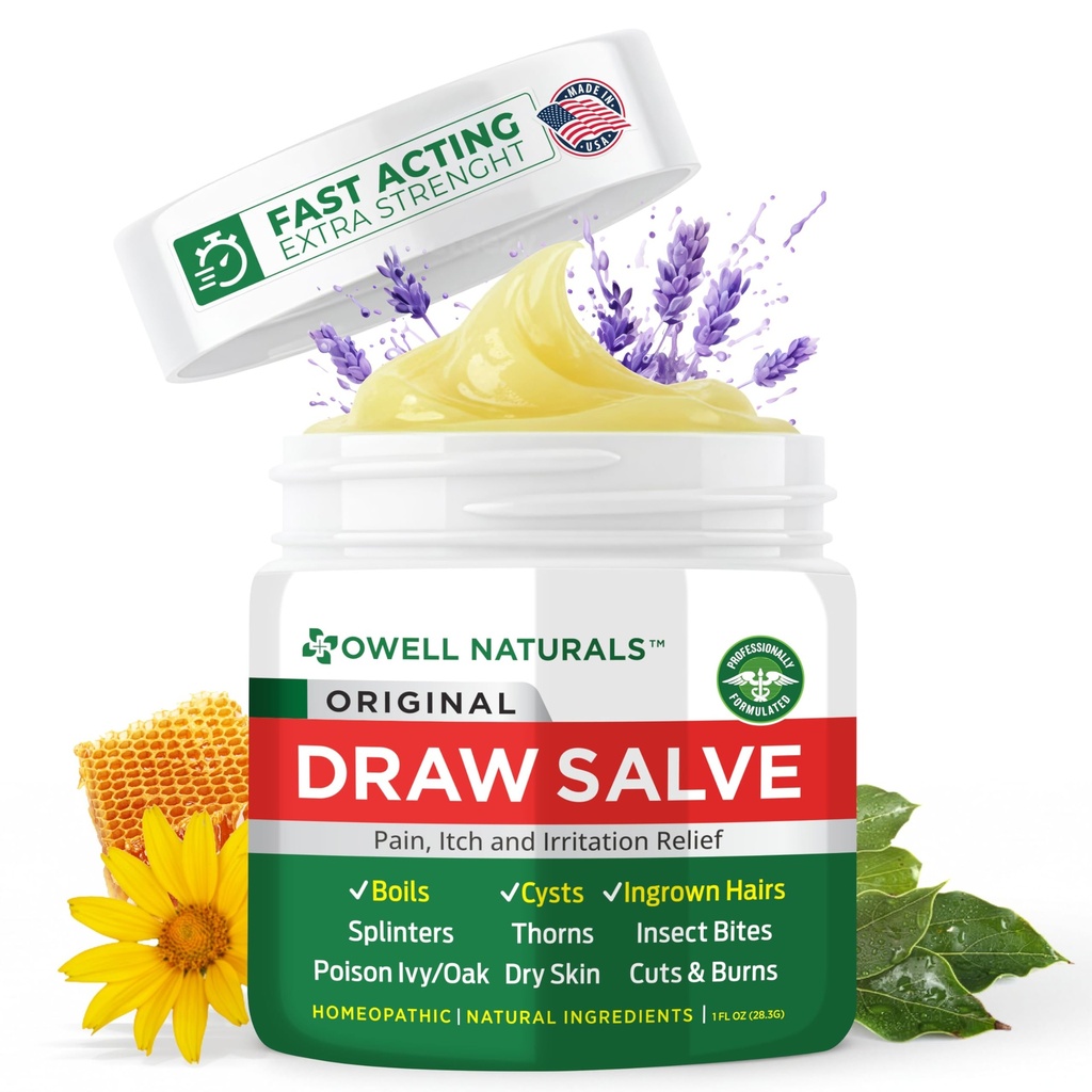 OWELL Naturals Zeichnen Salz Salve Salbe für Boil & Cyst Entfernung, Tiefgewachsenes Haar, Splinter Remover, Bug Spider Bites, Bienen Sting, Moskito Itching, Gift Ivy