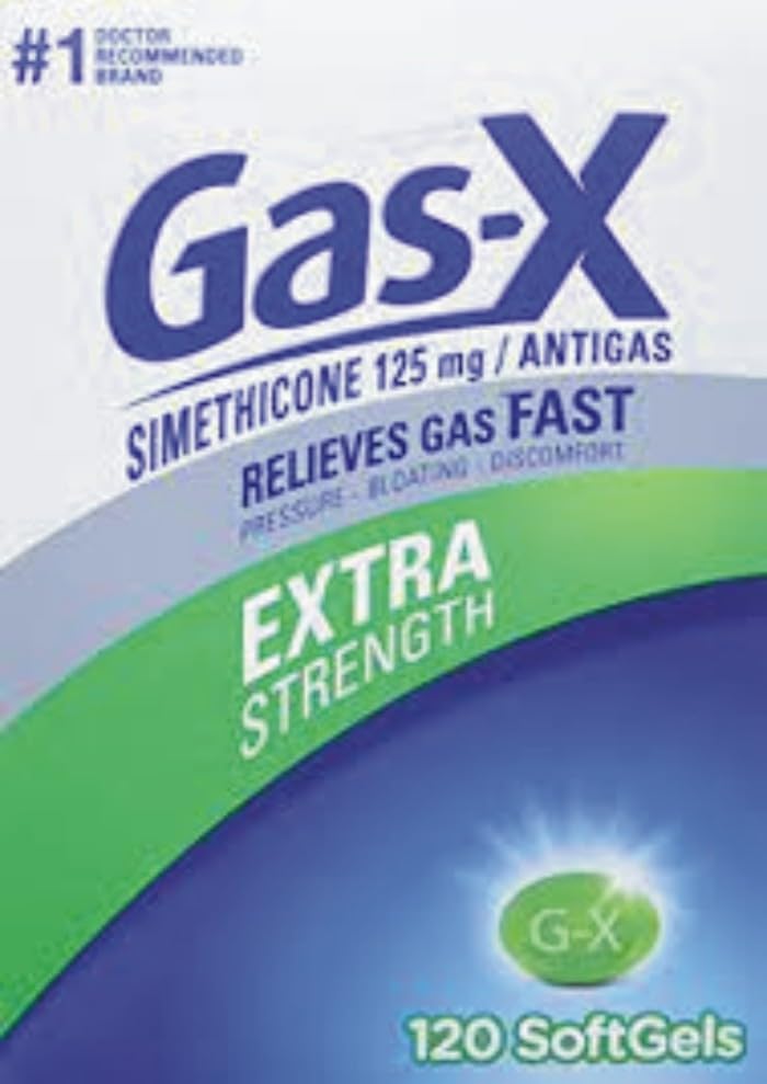 Gas-X Extra 125 mg di resistenza Rilievo del gas Simethicone 120 Softgels