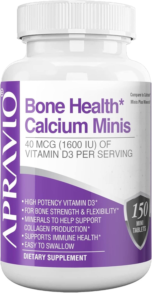 Bone Salute Calcium Minis Tablets, Calcium Supplements w/Vitamin D3, Magnesio, Zinco, Rame, Manganese, Minerali per aiutare il supporto Bone Forza, Produzione di collagene, Salute Immune,150ct