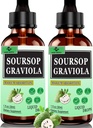 (2 Pack) Gocce liquide Soursop organiche, 2000 mg Soursop Graviola Leaf Extract per Immune, Supporto digestivo & Antiossidante,Vegan Soursop Bitters Liquid per gli uomini delle donne