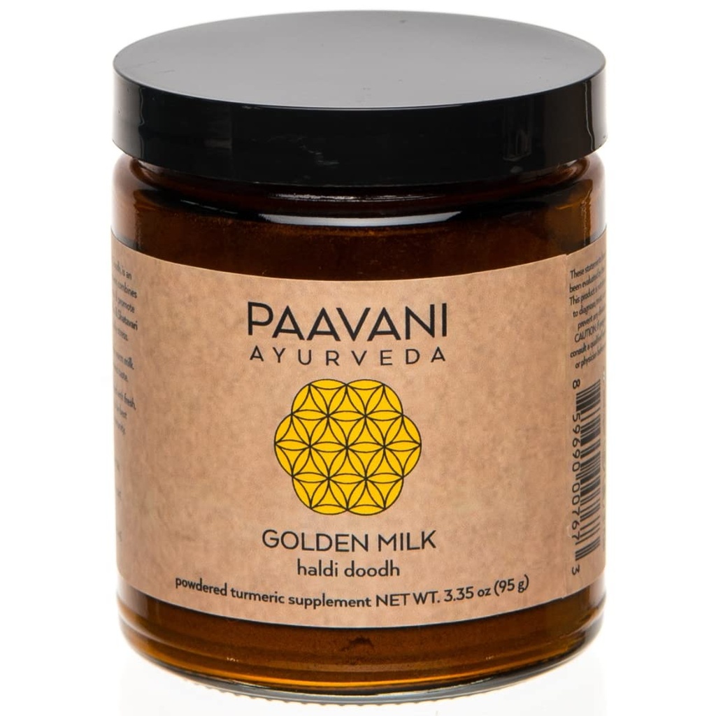 PAAVANI Ayurveda Latte d'oro - Made in USA - Ayurvedic Turmeric & Ashwagandha Blend - Integratore in polvere - Haldi Doodh - 100% Organic - 38 Serve