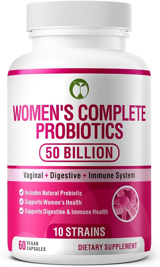 Probiotici per le donne 60 capsule | 50 miliardi di CFU Formulato scientificamente Multi Strain Probiotic Blend | Integratori organici con prebiotici per la salute delle donne (probiotici completi di donne)