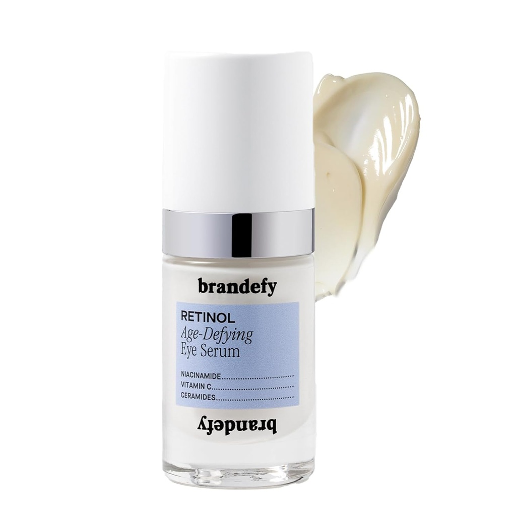 Brandefy Retinol + Niacinamid Anti-Aging Eye Serum - Unter Augencreme für dunkle Kreise und Falten - Peptide, Koffein, Vitamin C E Augencreme - Made in USA (O.5 Oz)