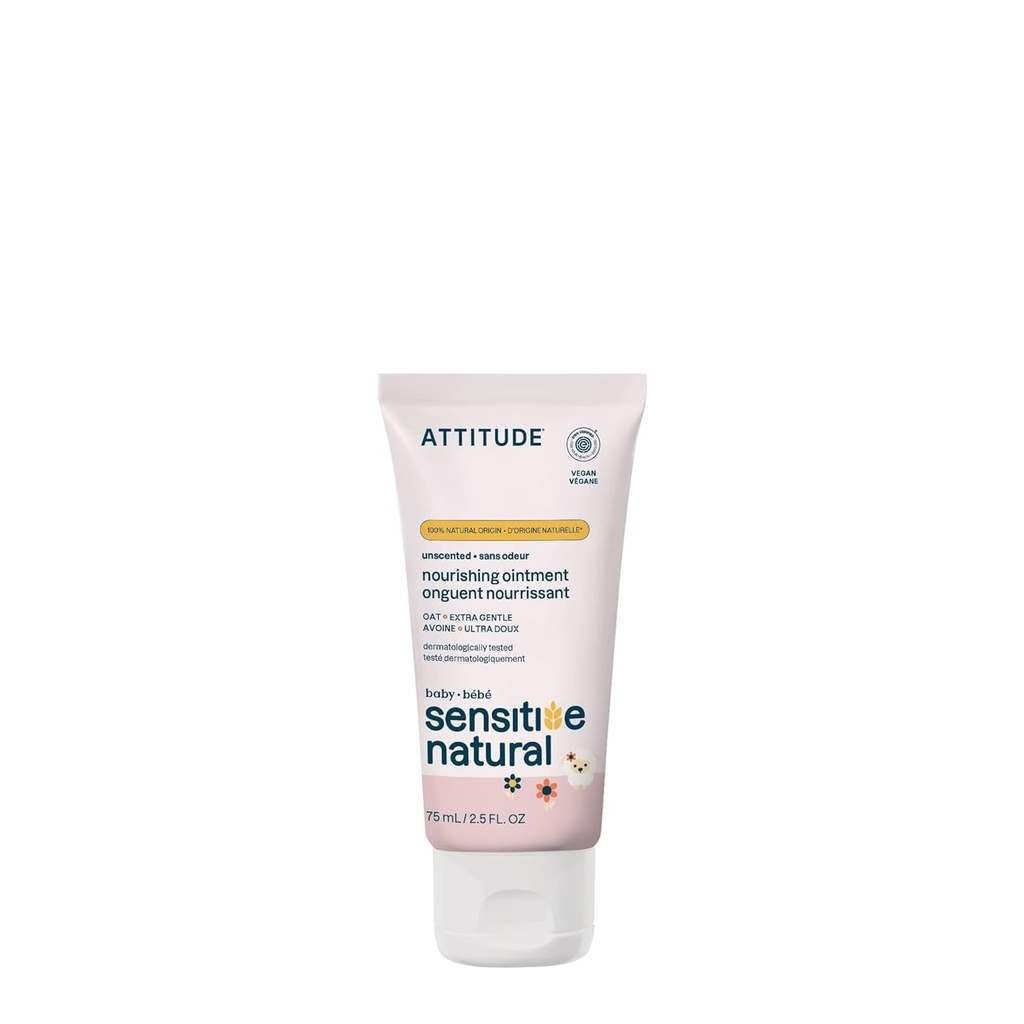 Oint de protection du corps d'attitude, ingrédients à base de plantes et minéraux, produits de soins personnels végétaliens et sans cruauté pour la peau sensible, sans parfum, 2,5 Fl Oz