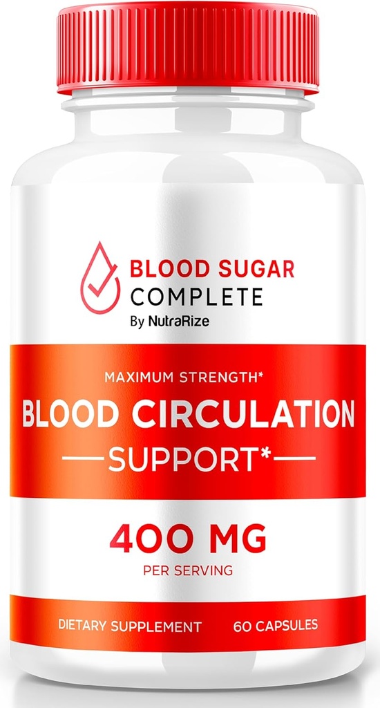 Capsules complètes de sucre de sang - Optimisateur de soutien du sang naturel - Comprend la vitamine C, la poudre de cannelle, extrait de poire piquante et poudre de racine curcuma (60 capsules)
