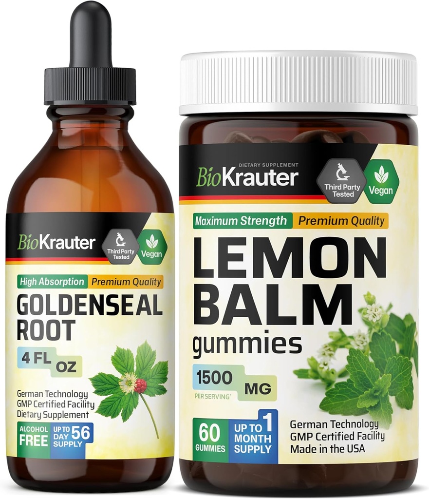 BIO KRAUTER Teinture de selle d'or 4 Fl. Oz. & Lemon Baume 60 Gommies
