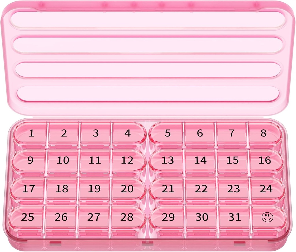 Zoksi Monatliche Pille Organizer 1 Mal am Tag, 30 Tage Pille Box Organizer Einmal am Tag, Ein Monat große Pille Fall für Reisen, 31 Tage täglich Medcine Behälter für Vitamine, Nahrungsergänzung & Medikamente (Pink)