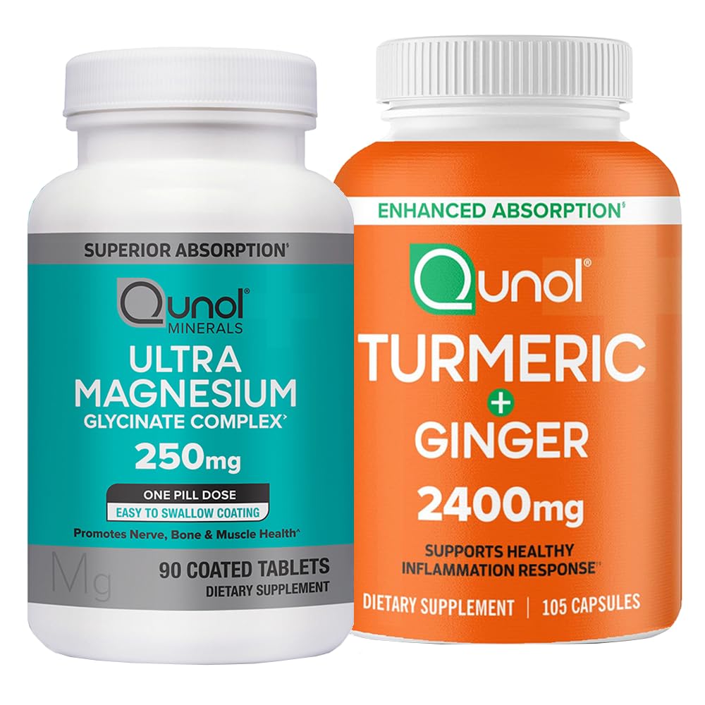 Magnesium & Kurkuma: Magnesium Glycinat Complex, 250mg, 90 Kapseln & Kurkuma, 2400mg, 105 Kapseln