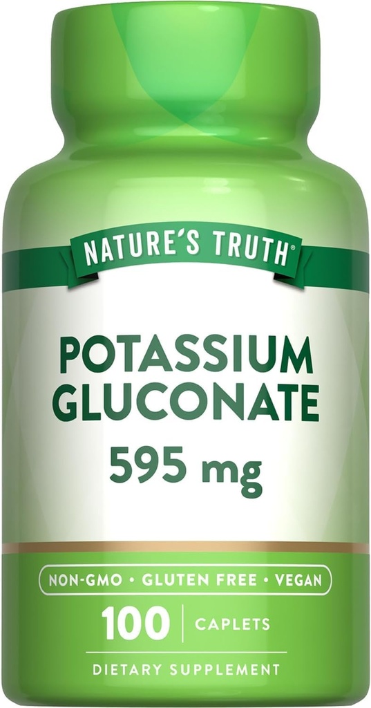 Gluconato di Potassio di Verità della Natura 595 mg Integratori, 100 Conte (Pack of 3)