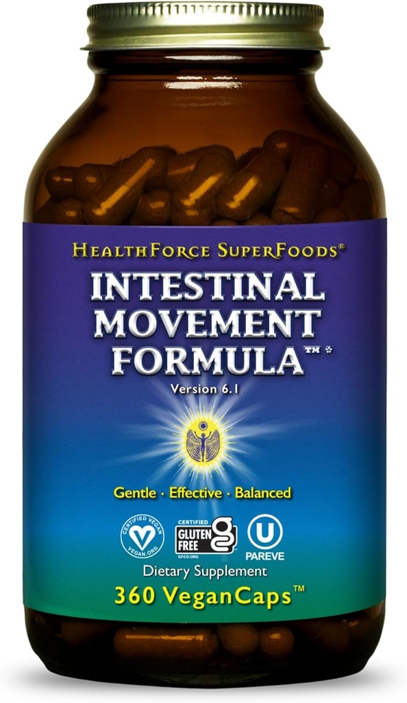 HealthForce SuperFoods Intestinal Movement Formula - Natural Laxative unterstützt Bowel Regularity - All-Natural Digestion Supplement zur Unterstützungs-Verstopfung - Gluten-Free & Vegan - 360 Caps