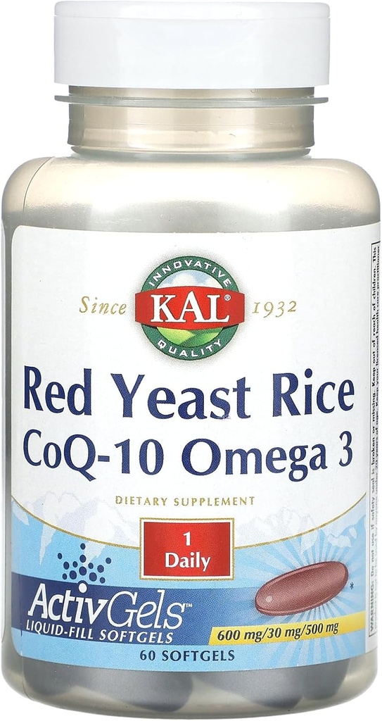 KAL Red Yeast Rice, CoQ-10, Omega 3, 60 Softgels