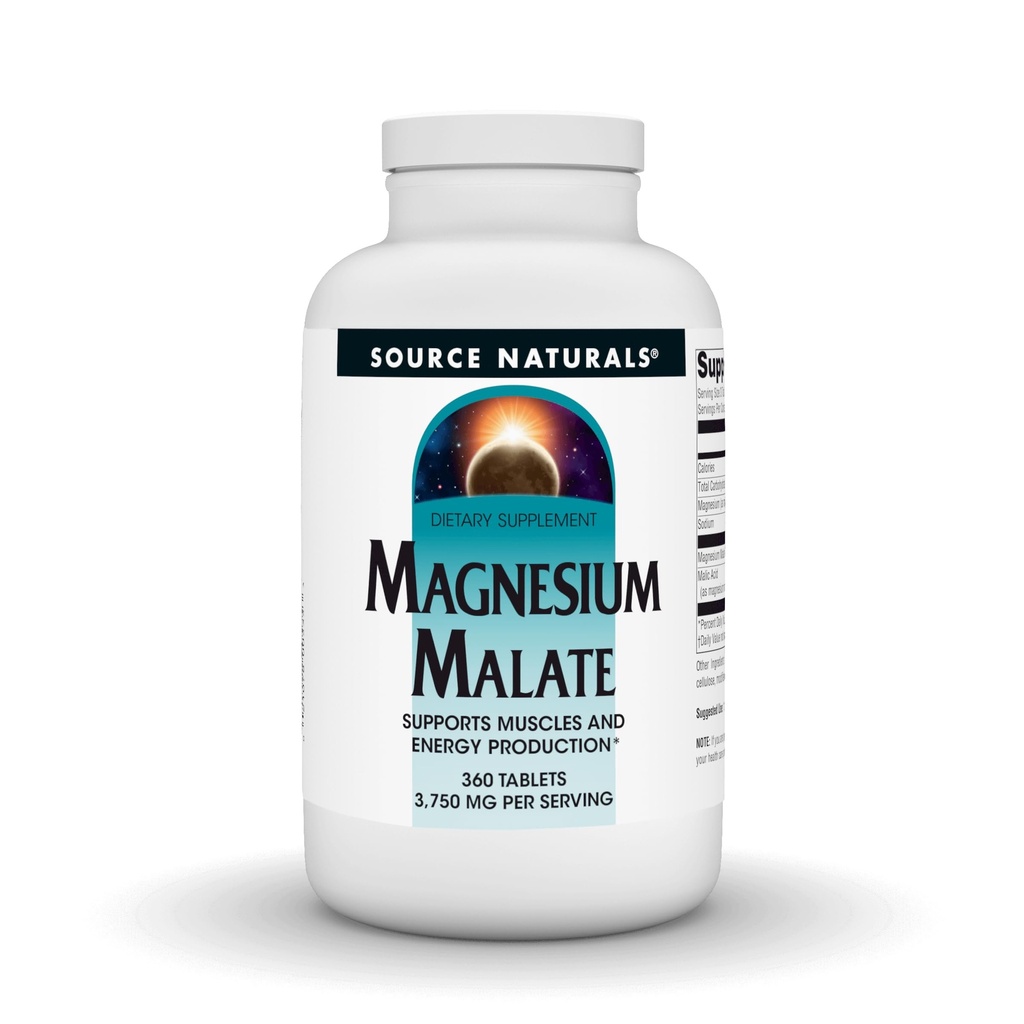 Source Naturals Magnesium Malate, 3,750 mg - 360 Vegetarian Tablets | Supports Muscles and Energy Production*