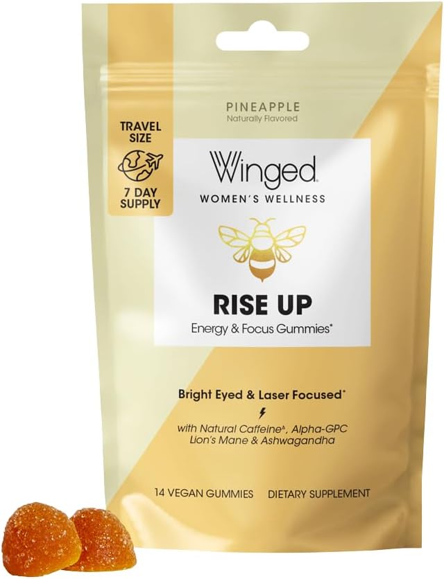 Winged Rise Up Gummies I B12 for Energy | Pineapple Flavor (14 Count)