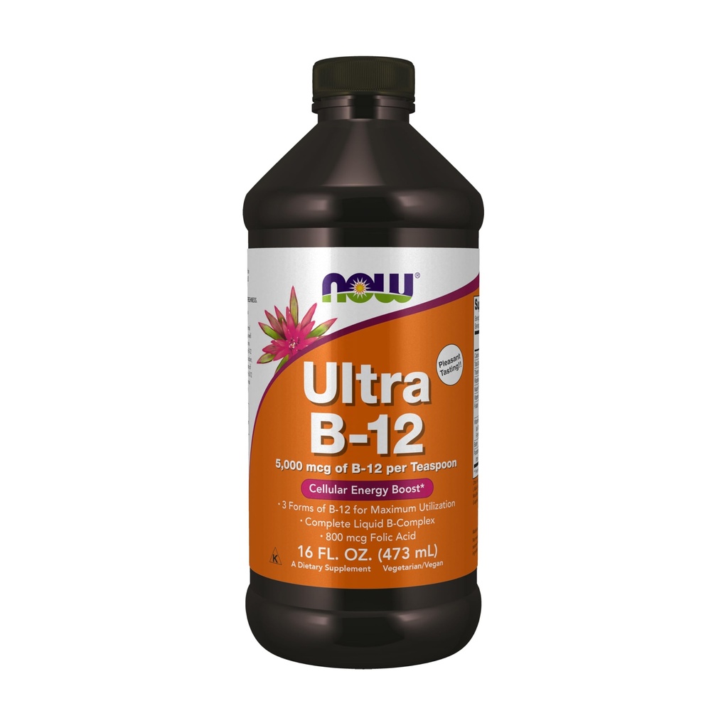 JETZT Nahrungsergänzungsmittel, Ultra B-12, Flüssigkeit, 800 mcg Folsäure, Cellular Energy Production*, 16-Ounce