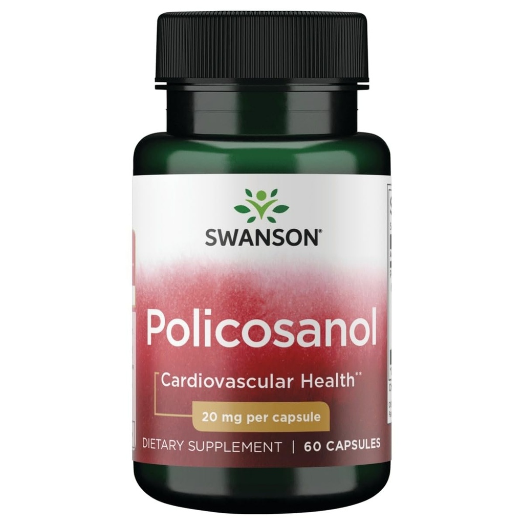 Swanson Policosanol - Supplement unterstützt Herz-Kreislauf-Gesundheit - Alle natürlichen Formeln hilft Gute Herz-Gesundheit & Funktion - Hilft Pflege gesunden Cholesterol-Levels (60 Kapseln, 20mg Jeder)