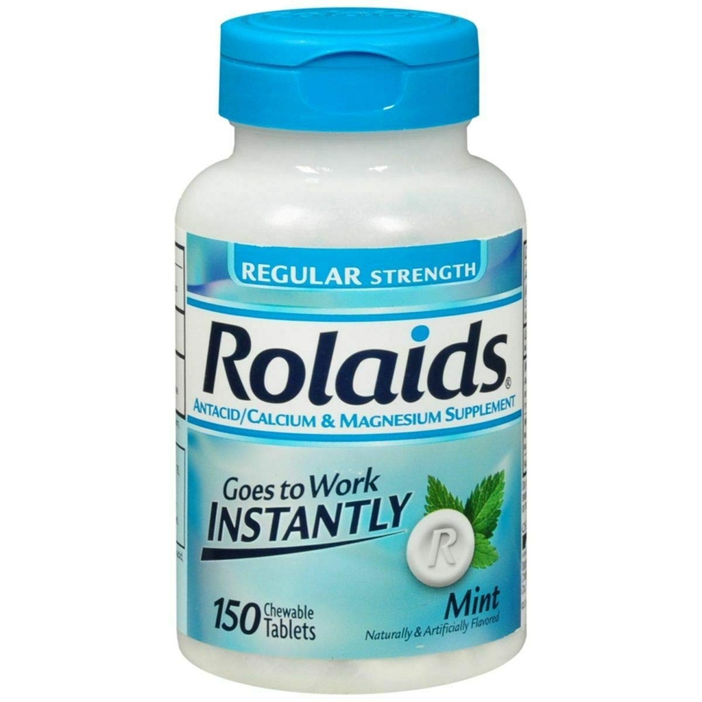 Rolaids - 20284 Antacid, Tabelle di resistenza regolare, Menta, 150 Conte