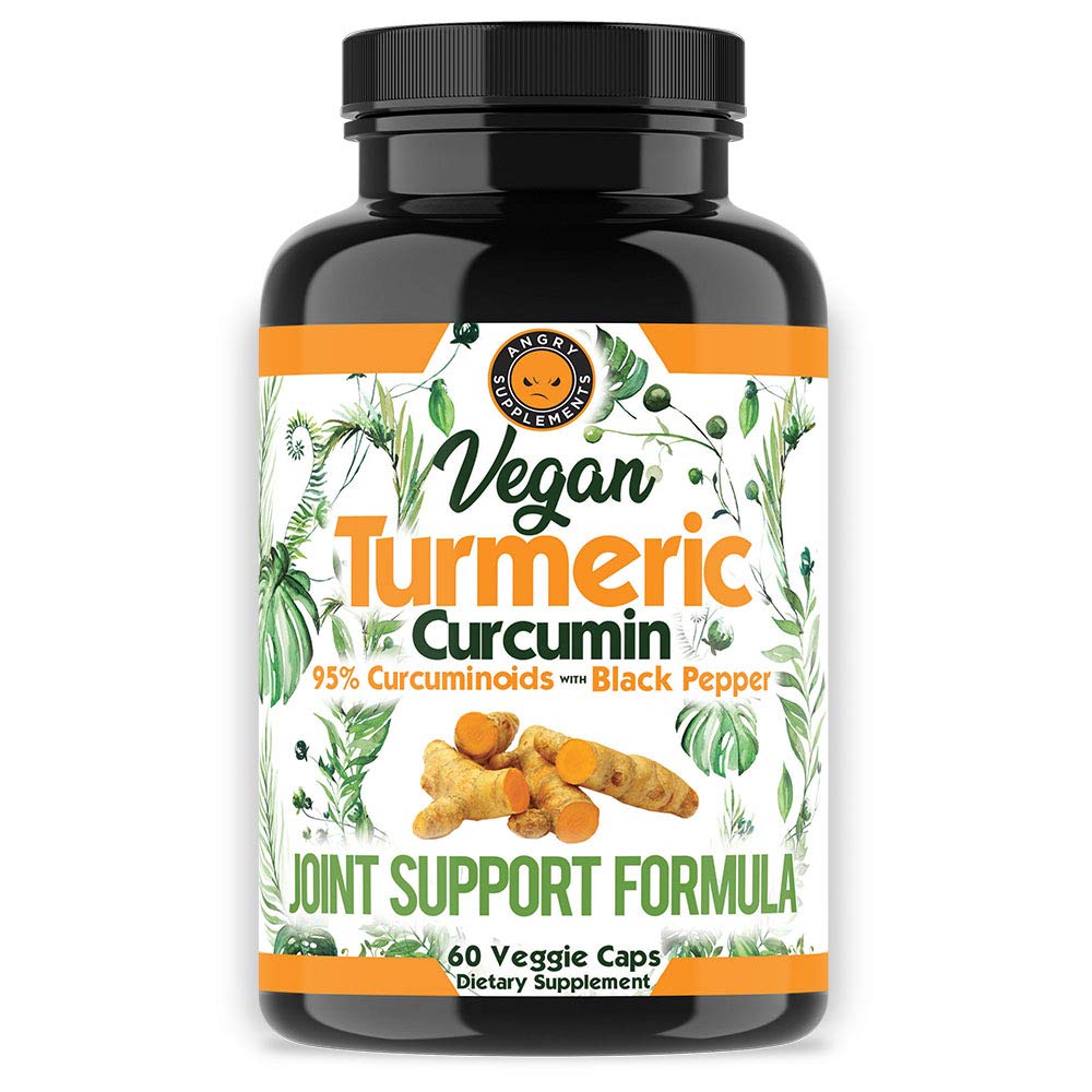 Vegan Kurkuma Curcumin mit schwarzem Pfeffer Extrakt (60 Veggie Kapseln-2 Monat Versorgung), 95% Curcuminoide - Alle natürlichen leistungsstarken Antioxidantien für Gelenkunterstützung und Relief (1-Bottle)