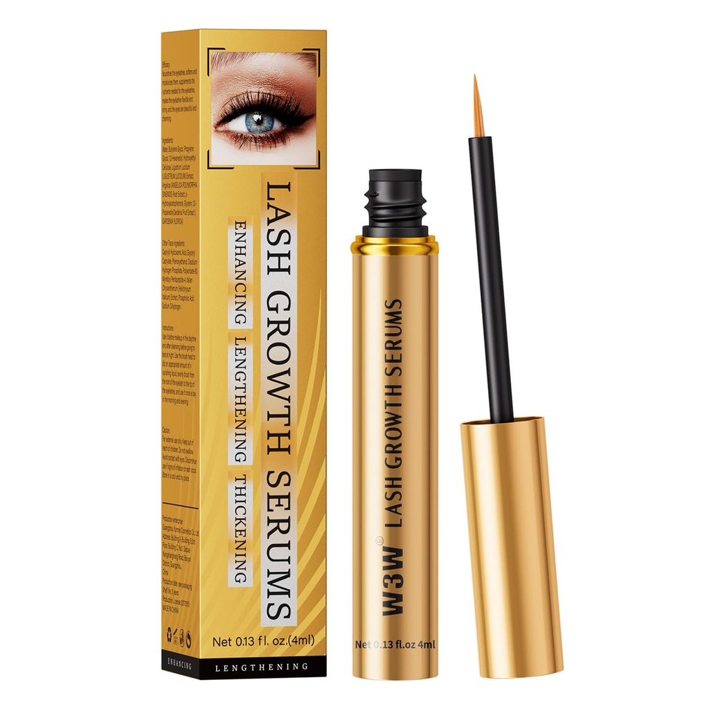 Sérum Lash W3W mis à jour pour améliorer les cils, Sérum de croissance des cils, Formule douce pour les cils plus longs, plus pleins et plus épais, 4ml