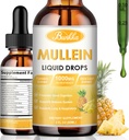 Mullein Tropfen für Lunge - 13 in 1 Vegan Mullein Blatt Extrakt Tinktur mit Calendula, Elderberry, etc., Kräuterergänzung, Unterstützung für Respirator, Immune, Verdauungssystem, 2 FL OZ (Pineapple Flavor)