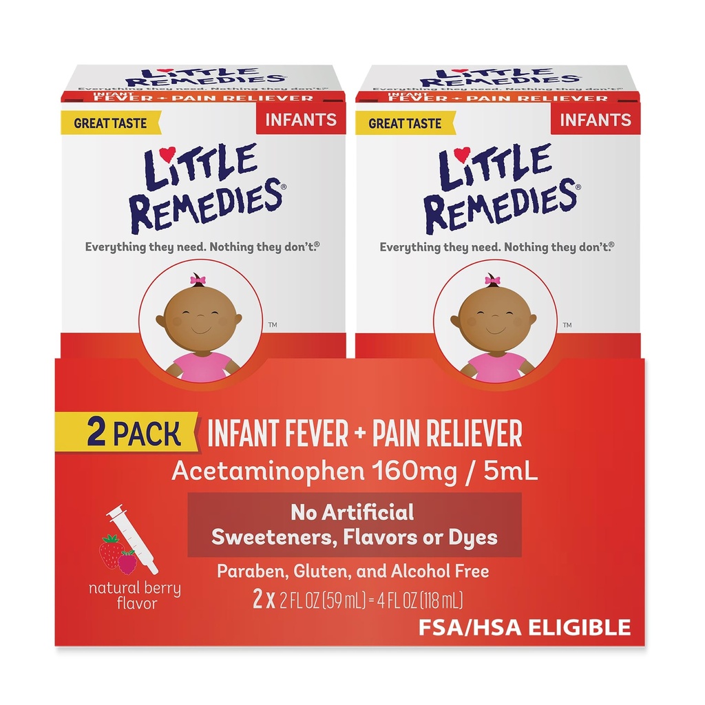 Little Remedies Infant Fever & Pain Reliever, Natural Berry Flavor, 2 Fl Oz (Pack von 2)