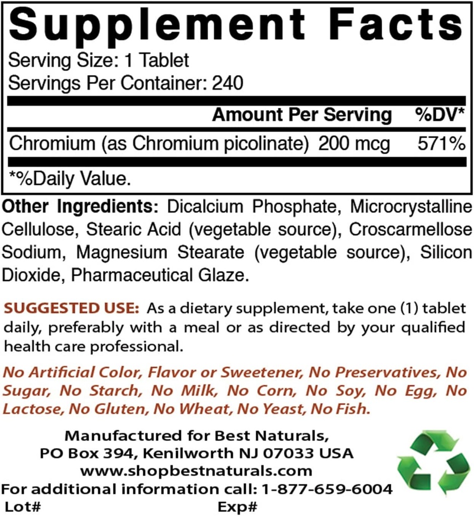 Picolinate de chrome 200 μg et vitamine K2 (MK7) avec D3