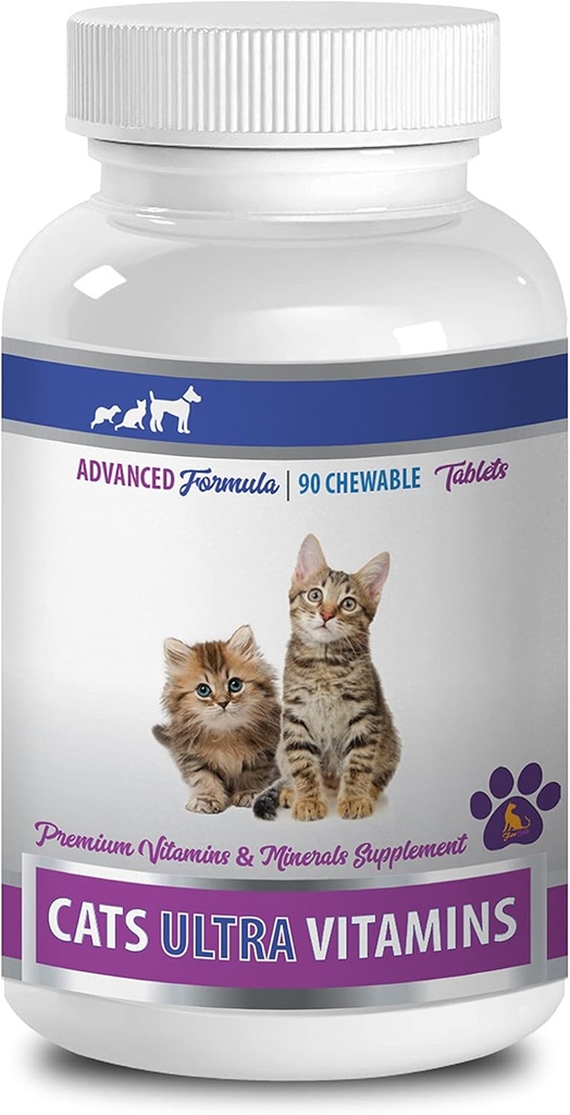 Katze Vitamine für Shedding - Ultra Vitamine für Katzen - Gesunde Mineralien und Vitamine Formel - Käse - Katze Kalziumergänzung - 1 Flasche (90 Bäume)