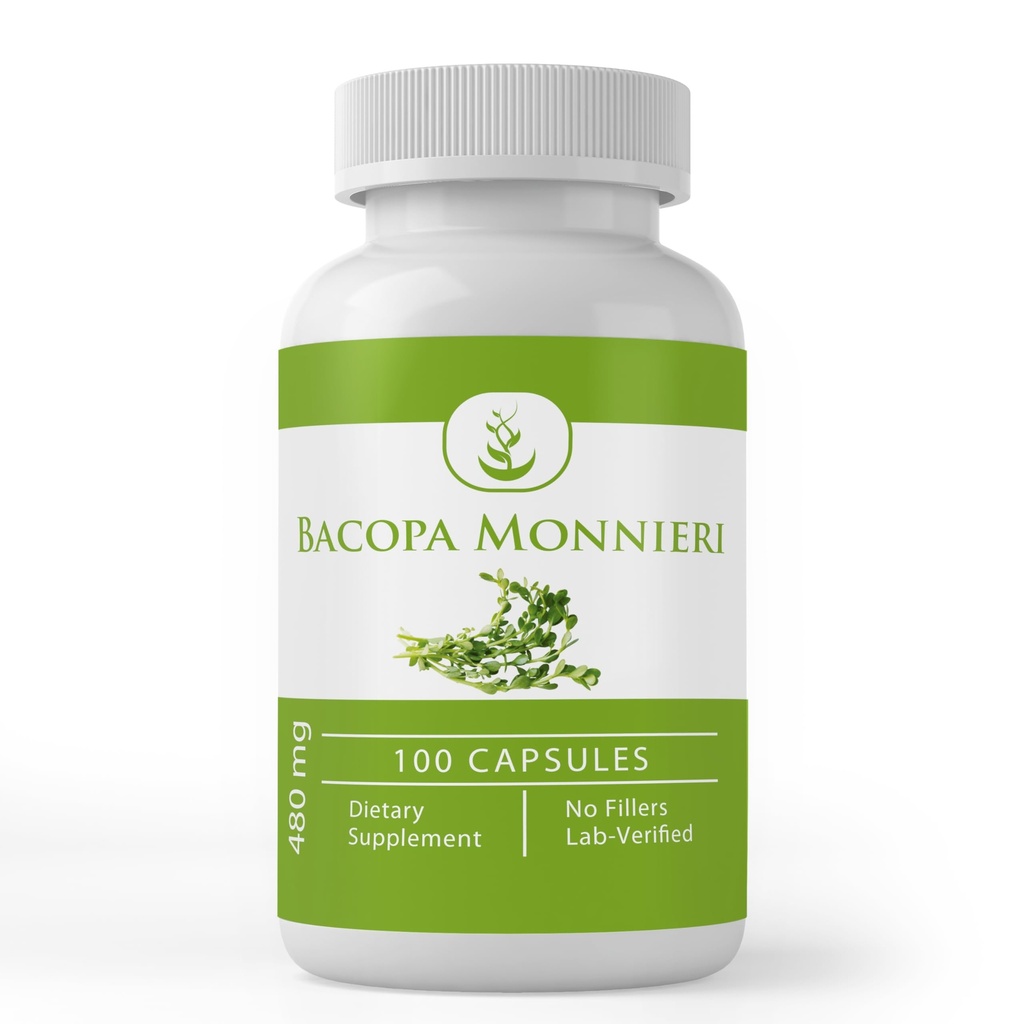 Pure Original Zutaten Bacopa Monnieri, (100 Kapseln) Immer rein, keine Additive oder Füllstoffe, Lab Verifiziert
