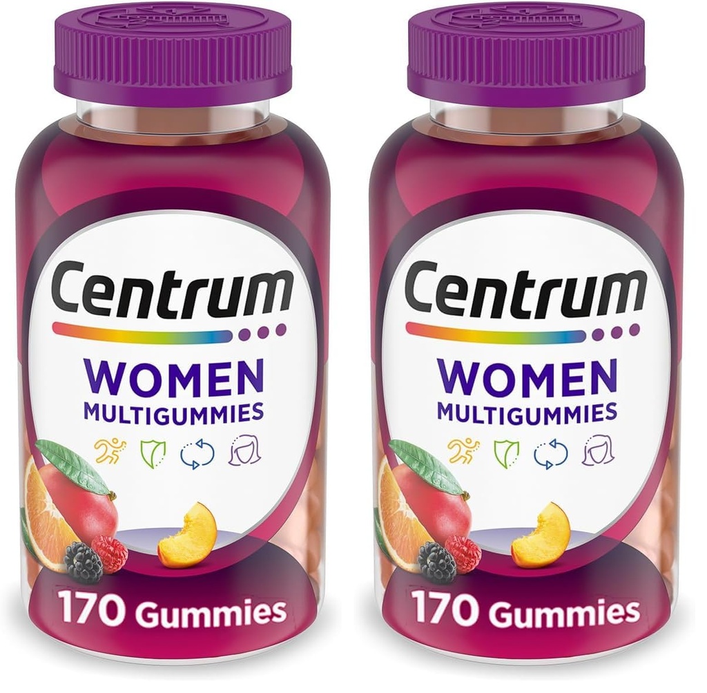Centrum MultiGummies Gummy Multivitamin für Frauen, Multivitamin/Multimineral-Ergänzung mit Vitamin D3, B Vitamine und Antioxidantien, sortierte Frucht Geschmack - 170 Count (Pack von 2)