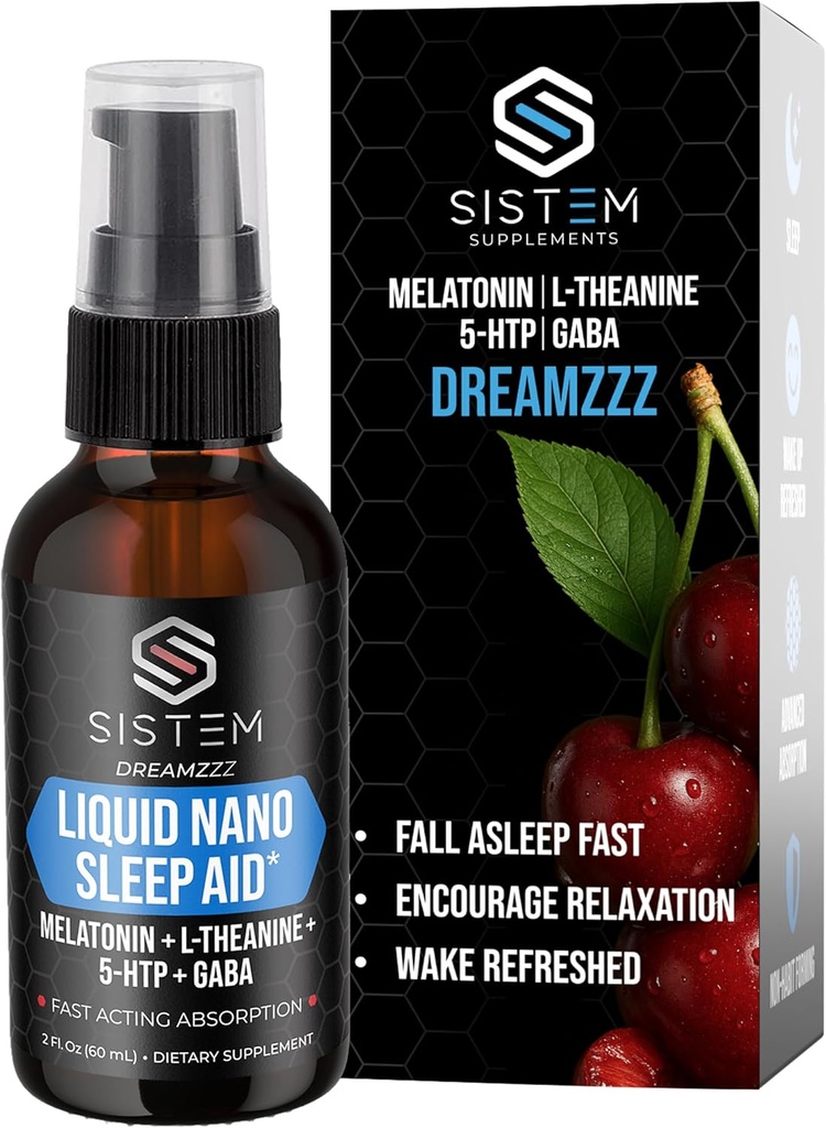 Flüssiges Nano-Schlafhilfe-Spray mit Melatonin, GABA, L-Theanin, 5-HTP-Ergänzungs-Mischung, fördert Beruhigung, Restvolles Schlafen & Restauration, flüssige Schlafhilfe für Erwachsene, Dreamzzz von Sistem