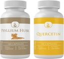 PURE ORIGINAL INGREDIENTS Psyllium Husk & Quercetin Capsule Bundle (100 Kapseln jeder), keine Zusatzstoffe oder Füllstoffe, Lab Verified