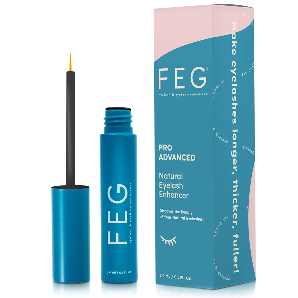 FEG Pro Advanced Natural Eyelash Enhancer Serum für schnelle Lash-Wachstum | Extrastärke Lash Serum für Wachsende Dicke, Volle und lange Wimpern | 3ml | Stimuliert natürliches Wachstum